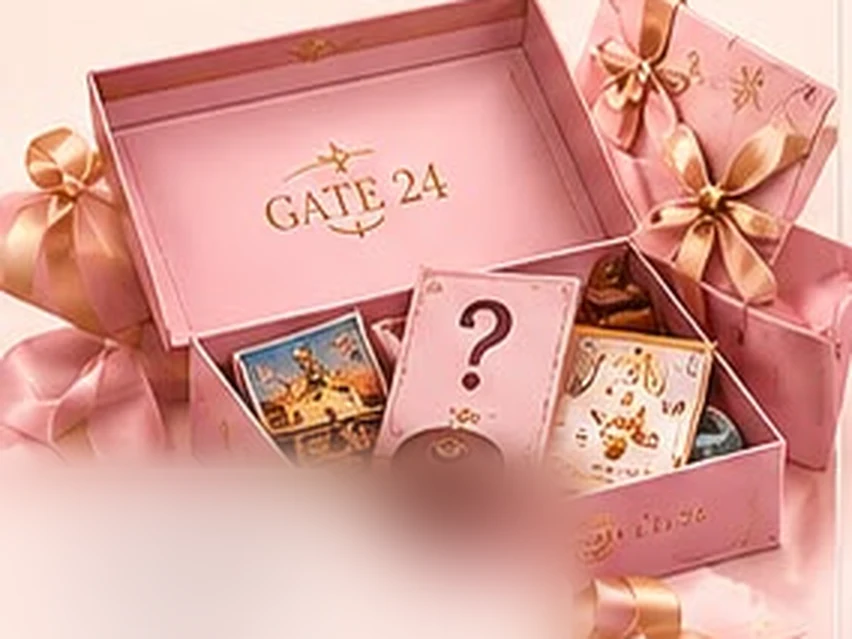 An open Gate 24 mystery box with surprises inside